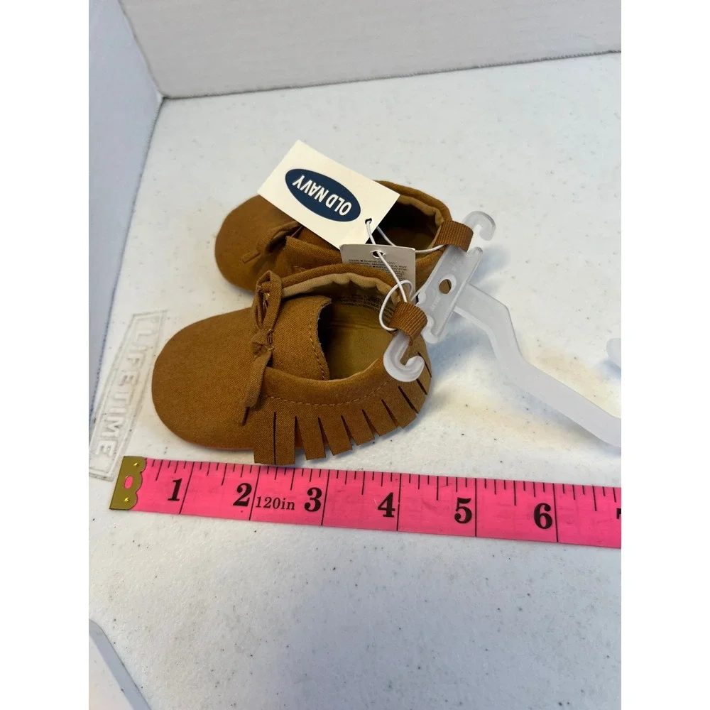 Old Navy Baby Shoes Bundle 0-3M Pink Lace Up Boots Tan Fringe Moccasins NWT